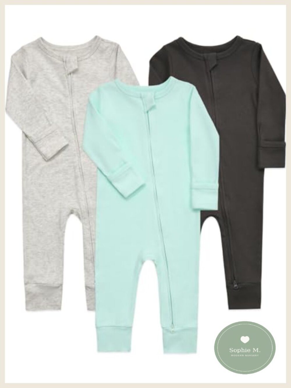 Baby Footless Romper with Mittens 2-Way Zipper Cotton Infant Boys 6-12 Months